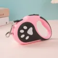 Laisse rétractable rose durable pour chien avec lumière LED intégrée et motif de patte - 5M avec Lumière / Rose