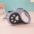 Laisse rétractable automatique pour chien violet clair avec LED et motif patte - 5M avec Lumière / Gris