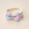 Collar para mascotas con lazo degradado brillante en rosa y azul con hebilla ajustable - Talla S (Ancho 1.0) / Gargantilla de Lazo / Verde Degradado