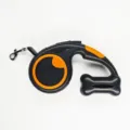 Guinzaglio retrattile per cani nero e arancione con dispenser di sacchetti integrato a forma di osso - Stile Scatola di Immagazzinaggio / 3 Metri / Nero