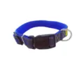 Collar clásico para perro en mezclilla azul con hebilla resistente y anillo en D plata - M (1.5cm) / Collar individual azul