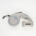 Guinzaglio retrattile grigio per cani con dispenser di sacchetti igienici a forma di osso - Stile Scatola di Immagazzinaggio / 3 Metri / Grigio