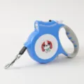 Professional blue 5m automatic retractable dog leash with built-in LED light for pets - Blue