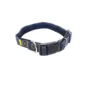 Collar para mascotas de mezclilla azul oscuro duradero con hebilla de plástico ajustable. - Collar individual negro