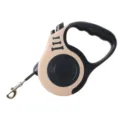 Retractable dog leash in beige and black with ergonomic handle and bone pattern - Bone Beige-Black Bagged / 3m Rope Length
