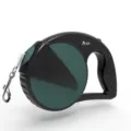 Retractable pet dog leash with ergonomic handle and heavy-duty chrome plated metal clip - 3 Meters / Dark Green and Black
