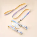 Purple galaxy pattern cat harness and leash set with white plush angel wings decoration - Angel Purple