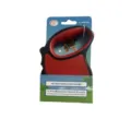 Retractable dog leash with 3M length and 25 pounds tension for small and medium pets daily walking. - Red Cardboard Pack
