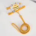 Yellow corduroy cat harness leash set with cute 3D bee decoration - M / Yellow