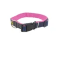 Collar ajustable de mezclilla para perros con forro de nylon rosa y una hebilla negra - Collar individual rosa
