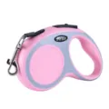 Pink retractable dog leash with ergonomic handle and Pet Dog logo for walking - 3m (Insert Card Packaging) / Pink & Grey Puppy Pattern