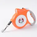 Guinzaglio retrattile automatico arancione con luce LED e corda in nylon resistente - Arancione