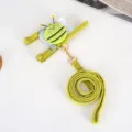 Cute green corduroy pet harness and leash set with a soft bee plush for small cats - Green Bee Shape