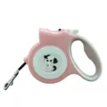 Guinzaglio retrattile automatico rosa da 5 m per animali con disegno cane e luce a LED - Rosa chiaro