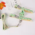 Cute green patterned cat harness and leash set featuring a plush rabbit head decoration - Cartoon Rabbit Green