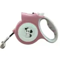 Guinzaglio allungabile automatico rosa per cani con decalcomania e impugnatura ergonomica - rosa scuro