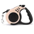 Beige and black retractable pet leash for small to medium dogs with ergonomic handle - 5 Meters Card Packaging / Bone Pattern Beige Black