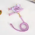 Purple escape-proof cat harness and leash set with cute butterfly plush decoration - M / Purple
