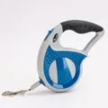 Durable retractable pet dog leash featuring a non-slip ergonomic handle and blue accents - 3 Meters Boxed / Dark Blue