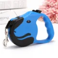 Blue automatic retractable dog leash featuring ergonomic handle and cute dog head design - 3 Meters / Dog Head Shape Blue in Bag