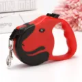 Red and black automatic retractable pet traction rope leash for small and medium dogs - 3 Meters / Dog Head Shape Red in Bag