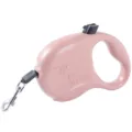Durable pink automatic retractable dog leash with easy lock button and metal hook - Pink Dog