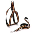 Reflective orange and black dog harness and leash set with durable thickened nylon - 2.0cm Wide / Orange