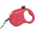 Durable red automatic retractable dog leash with ergonomic grip for safe pet walking - Puppy Style Red