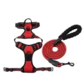 Durable red and black reflective dog harness and leash set with comfortable padded handle - S / Red [Harness + Leash] Set