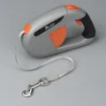 Professional gray and orange retractable dog leash with ergonomic handle and metal clip - 3 Meters / Retractable Leashes in Grey and Orange