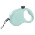 Retractable dog leash in mint green with secure one-button brake and lock system - Blue Dog