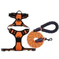 Durable orange reflective nylon dog harness and matching leash set with padded handle - S / Orange [Harness + Leash] Set