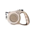 Khaki automatic retractable dog leash with ergonomic handle and bone pattern design - 3 Meters Card Packaging / Coffee