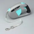 Automatic retractable dog leash in gray and teal colors with an anti-slip ergonomic handle - 3 Meters / Retractable Leash Grey Blue
