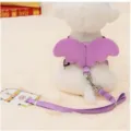 Durable purple angel wings pet harness and leash set for small cats and puppy dogs - Small [Strap Width 1.0cm, Length 120cm] / Purple