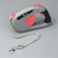 Durable silver and pink automatic retractable dog leash with non-slip handle - Retractable Leashes in Grey and Pink