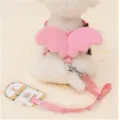 Pink angel wings pet harness and leash set for cats and small dogs - Pink