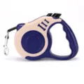 Automatic retractable dog leash with ergonomic handle in blue and beige dual-tone - 5 Meters Card Packaging / Bone Pattern Beige and Royal Blue