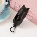 Distributeur de sacs à déjections canines noir en forme de chat avec mousqueton métal - Noir