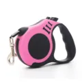 Automatic pink retractable dog leash with ergonomic handle and secure metal safety hook - Bone Pink
