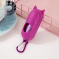 Distributeur de sacs à déjections canines en capsule violette avec oreilles de chat - Boîtier vide avec boucle en aluminium / Violet