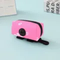 Detail showing the pink fabric dispenser with paw prints and black rubber extraction hole. - Pink Paw Print