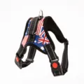 Detailed view of durable pet harness featuring Australian and UK flag patterns - K7 Union Jack