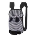 Portable striped pet carrier backpack for small dogs and cats breathable front pack carrier - S / Blue and White Striped Canvas with Shoulder Pad