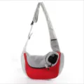 Breathable red and grey mesh pet sling carrier bag for portable cat and dog travel - No. 11 Upgraded Version Red & Grey