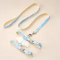 Blue gradient cat harness and leash set with plush angel wings - Angel Blue