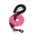 Pink reflective nylon dog leash with comfortable foam handle for medium and large dogs - Length 1.5m * Diameter 1.2cm / Pink