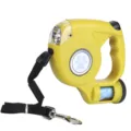 Laisse rétractable automatique 3-en-1 jaune avec lampe LED et distributeur de sacs - Jaune