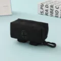 Compact black pet waste bag dispenser for outdoor dog walking with leash clip attachment - Pure Black