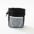 Portable outdoor pet treat training pouch in black with white mesh pocket and zipper - Black